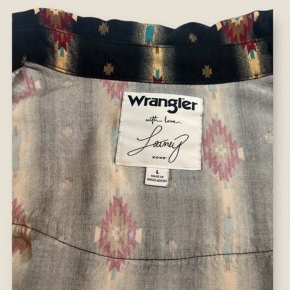 Wrangler x Lainey Wilson Black Checotah Pearl Snap Shirt | Size Large | EUC - Picture 8 of 10